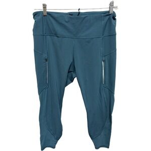 Athleta Rainier Tight Legging Womens XL Blue Stretch Active Elastic Waist